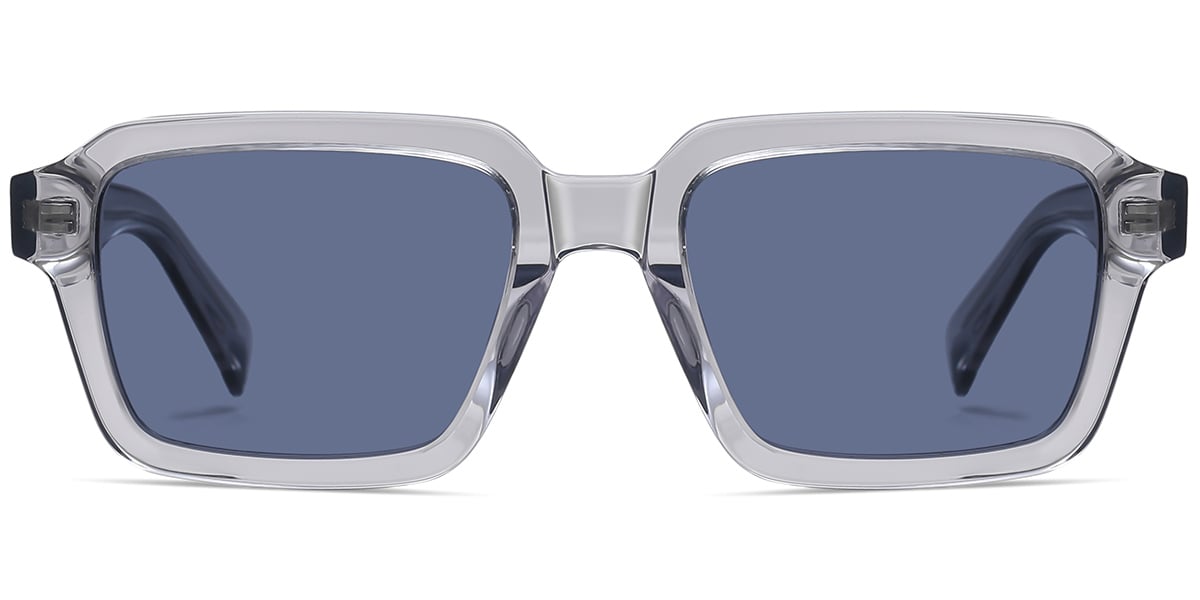 Acetate Square Sunglasses translucent-grey+blue_polarized