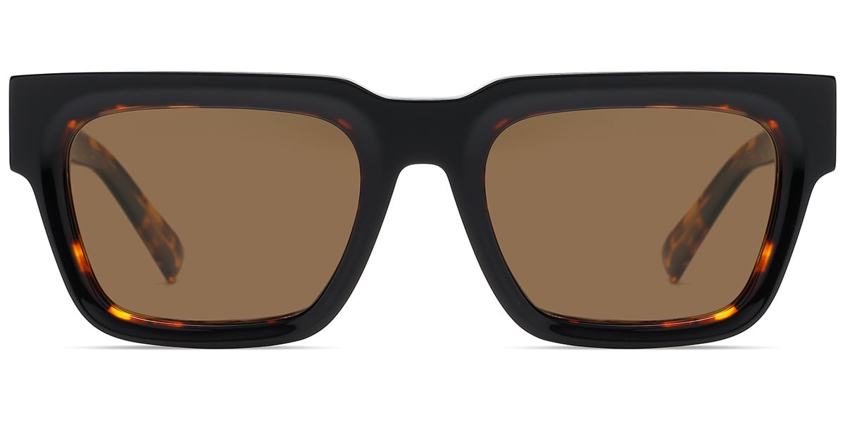 Acetate Square Sunglasses tortoiseshell+amber_polarized