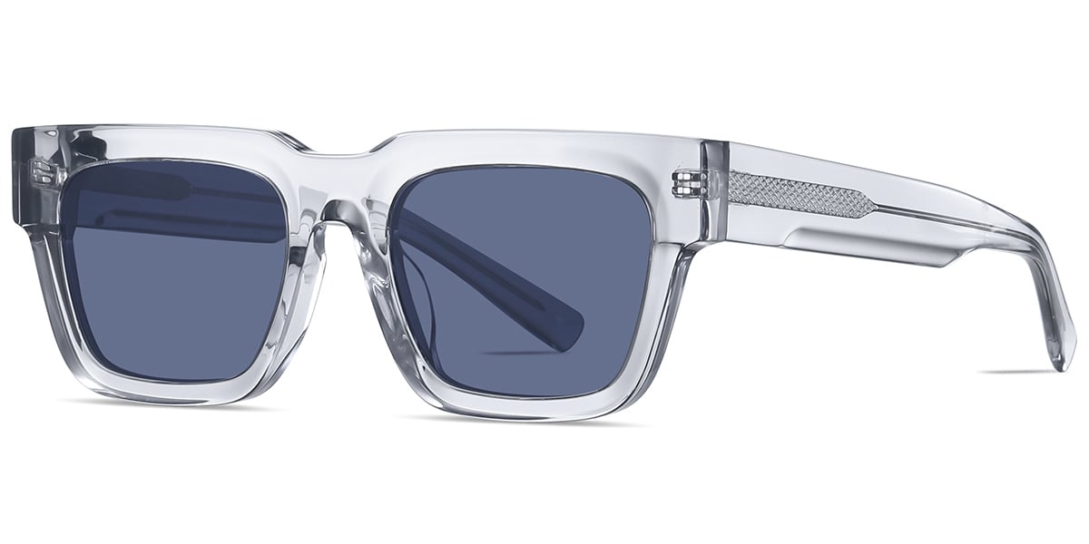 Acetate Square Sunglasses translucent-light_grey+blue_polarized
