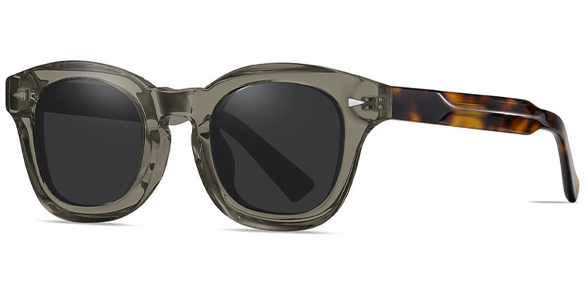 Acetate Square Sunglasses translucent-grey+dark_grey_polarized