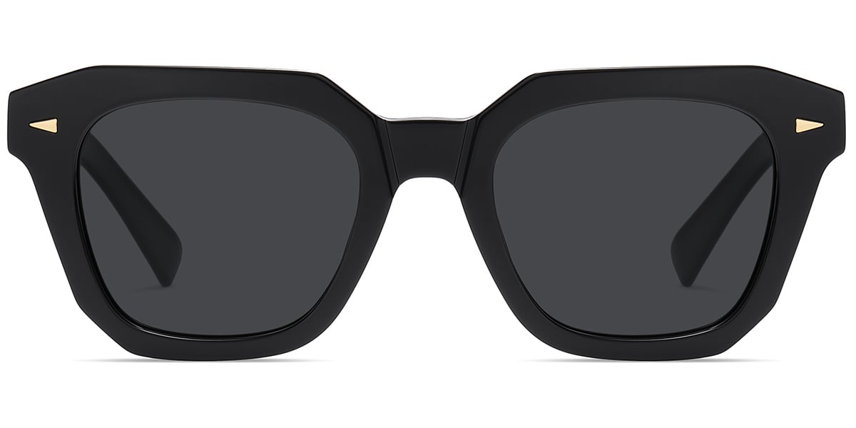 Acetate Square Sunglasses black+dark_grey_polarized