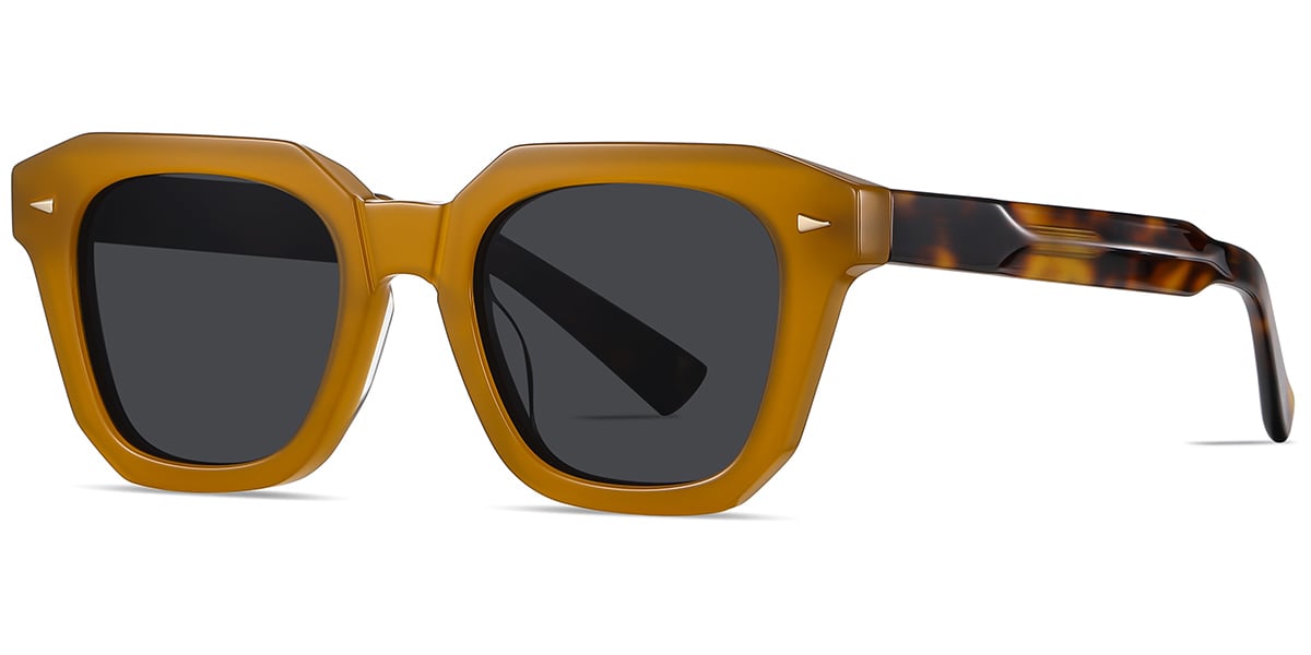 Acetate Square Sunglasses translucent-orange+dark_grey_polarized