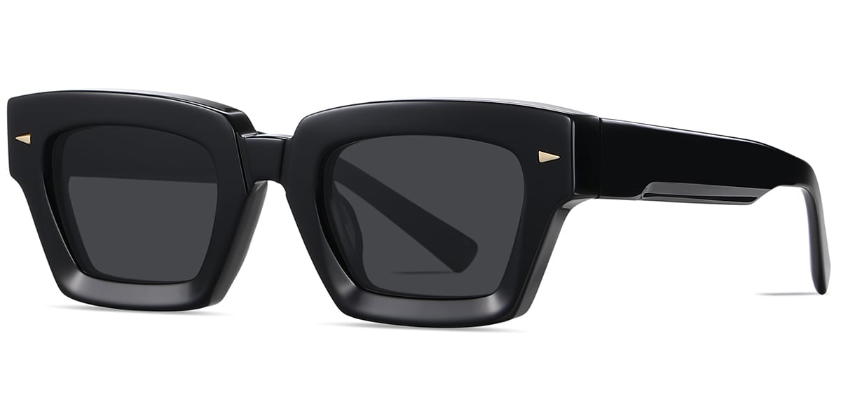 Acetate Square Sunglasses black+dark_grey_polarized