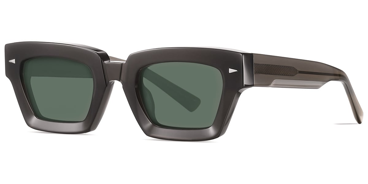 Acetate Square Sunglasses translucent-brown+dark_green_polarized