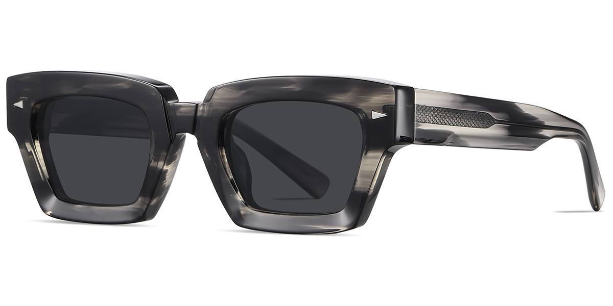 Acetate Square Sunglasses pattern-grey+dark_grey_polarized