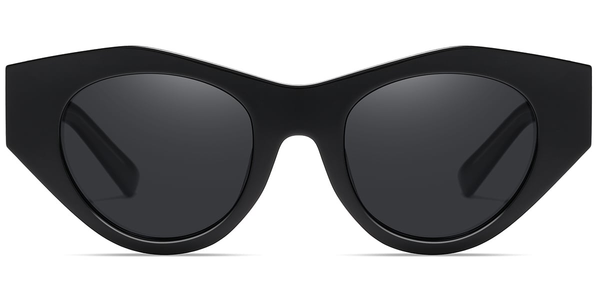 Acetate Geometric Sunglasses black+dark_grey_polarized