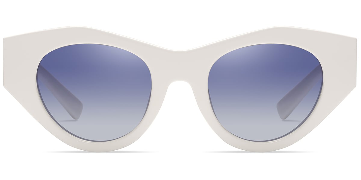 Acetate Geometric Sunglasses white+gradient_grey_polarized