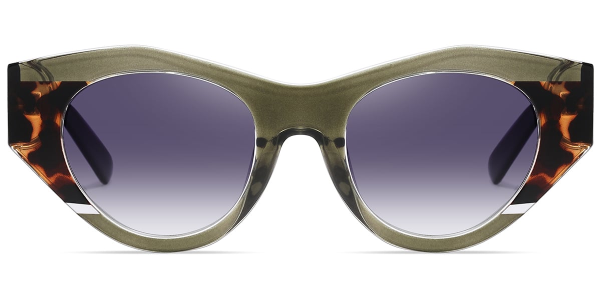 Acetate Geometric Sunglasses pattern-green+gradient_grey_polarized