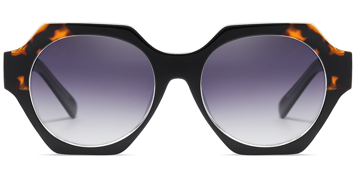 Acetate Geometric Sunglasses pattern-black+dark_grey_polarized