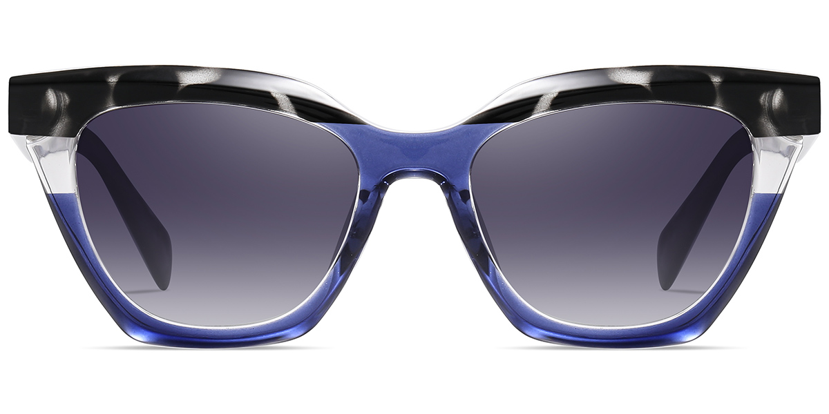 Acetate Square Sunglasses pattern-blue+gradient_grey_polarized