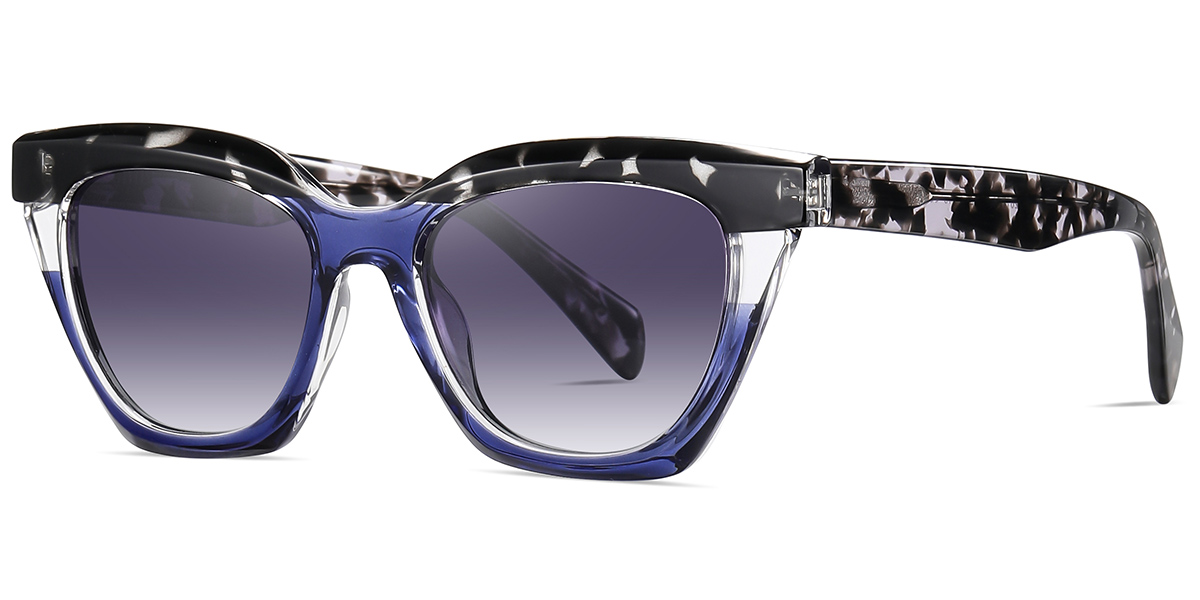 Acetate Square Sunglasses pattern-blue+gradient_grey_polarized