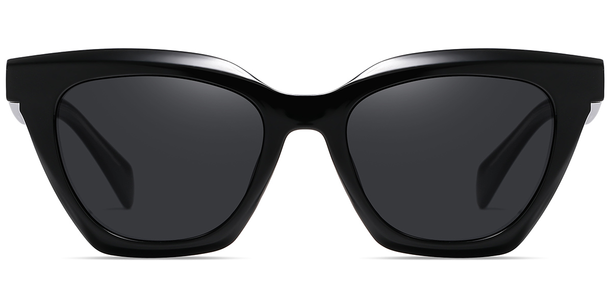 Acetate Square Sunglasses black+dark_grey_polarized