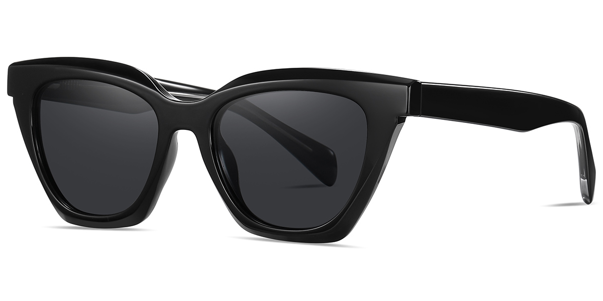 Acetate Square Sunglasses black+dark_grey_polarized