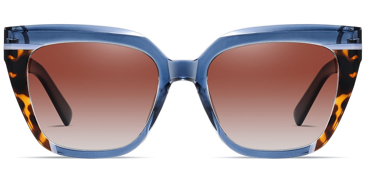 Acetate Square Sunglasses pattern-blue+gradient_amber_polarized