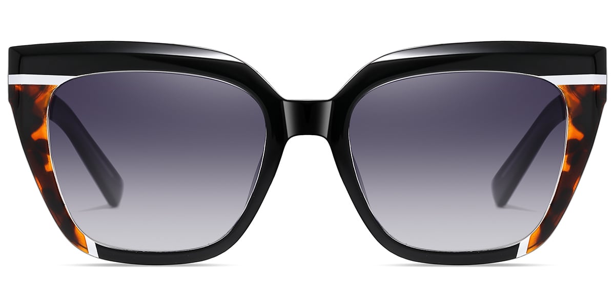 Acetate Square Sunglasses pattern-black+gradient_grey_polarized