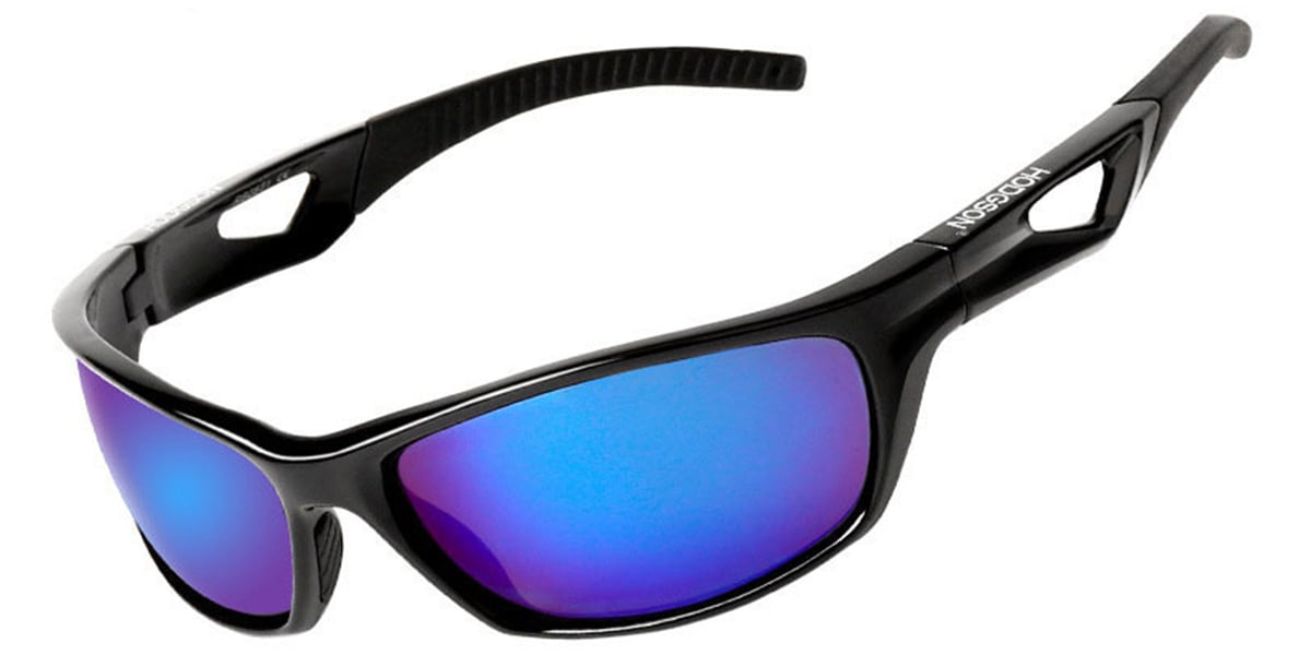 Rectangle Sunglasses black+mirrored_blue_polarized