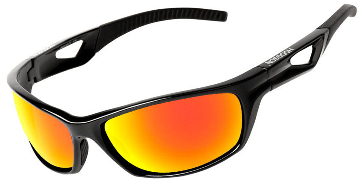 Rectangle Sunglasses black+mirrored_red_polarized