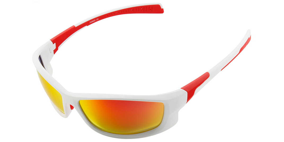 Rectangle Sunglasses white+mirrored_red_polarized