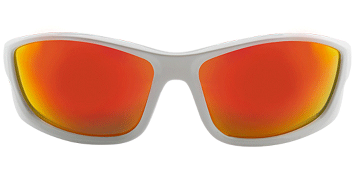 Rectangle Sunglasses white+mirrored_red_polarized