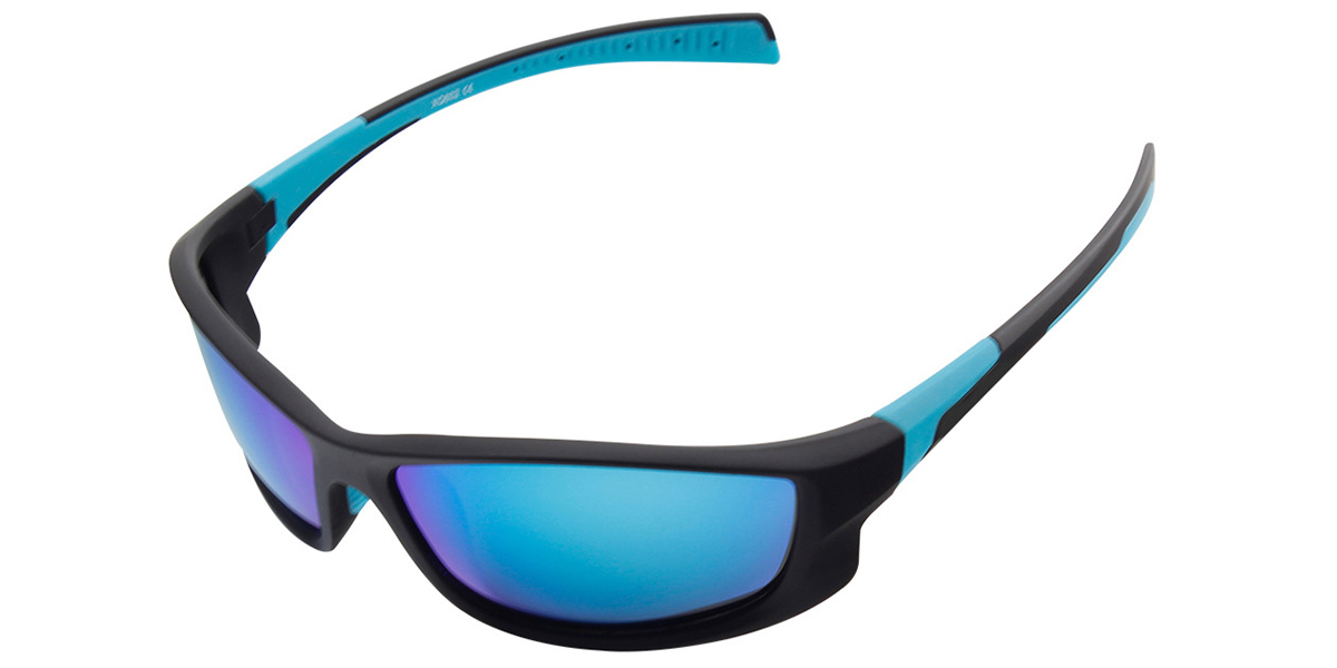 Rectangle Sunglasses black+mirrored_ice_blue_polarized