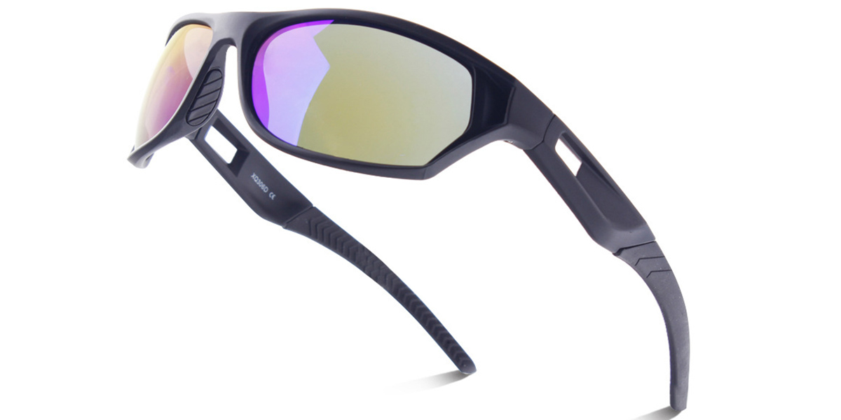 Rectangle Sunglasses matte-black+mirrored_blue_polarized