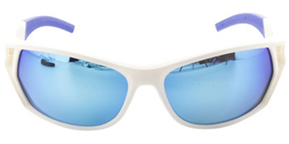 Rectangle Sunglasses white+mirrored_ice_blue_polarized