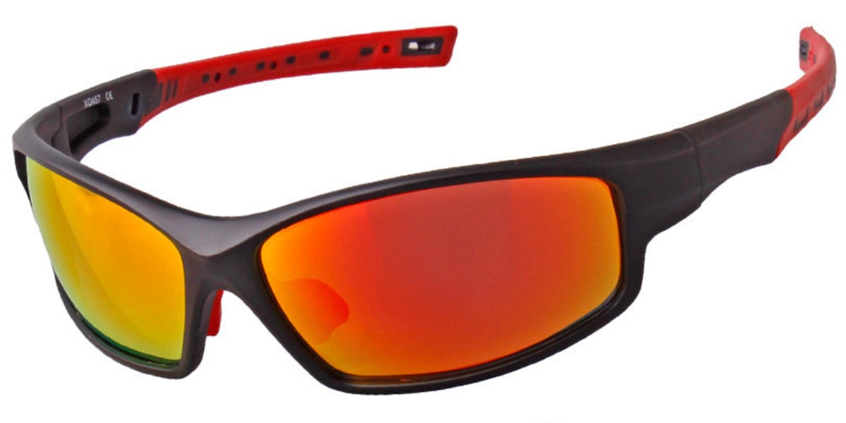 Rectangle Sunglasses black+mirrored_red_polarized