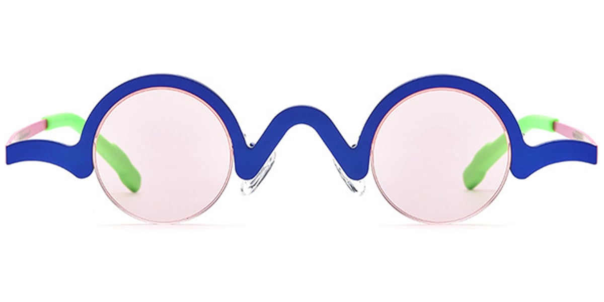 Titanium Round Sunglasses blue+rose_polarized