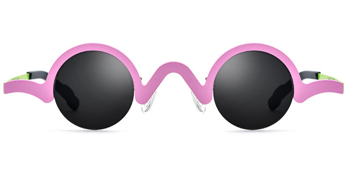 Titanium Round Sunglasses pink+dark_grey_polarized