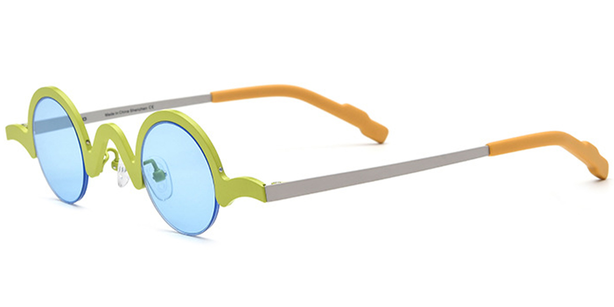 Titanium Round Sunglasses yellow+blue_polarized