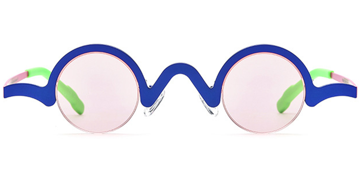 Titanium Round Sunglasses blue+rose_polarized