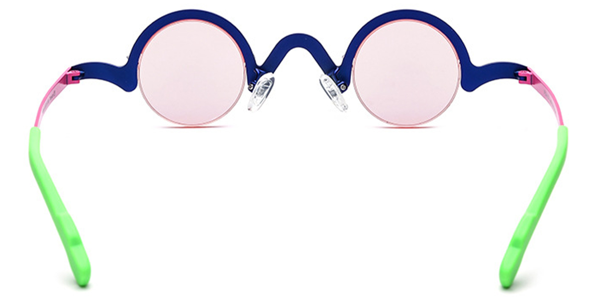 Titanium Round Sunglasses blue+rose_polarized