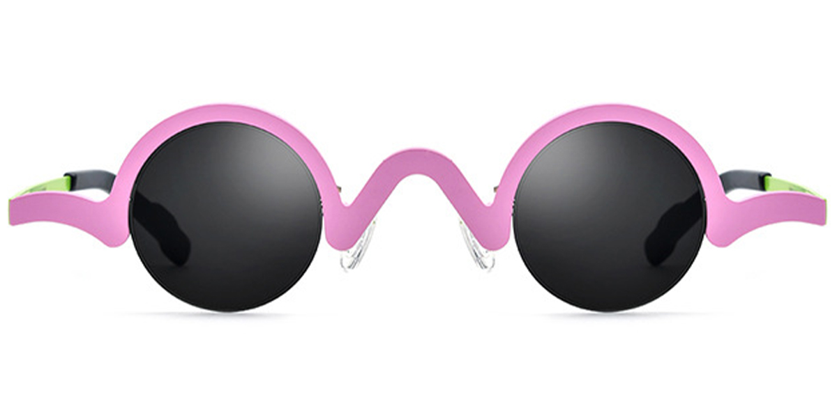 Titanium Round Sunglasses pink+dark_grey_polarized