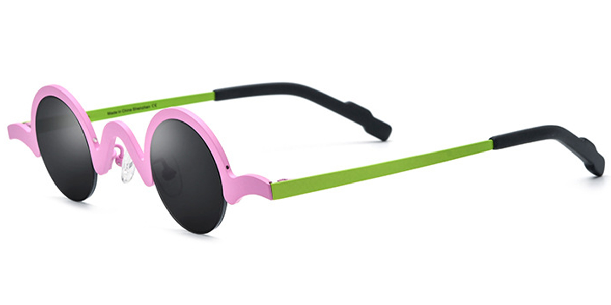 Titanium Round Sunglasses pink+dark_grey_polarized