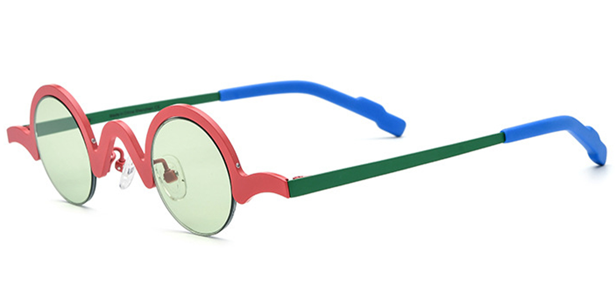 Titanium Round Sunglasses red+green_polarized