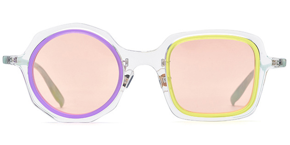 Acetate Square Round Sunglasses pattern-translucent+rose_polarized