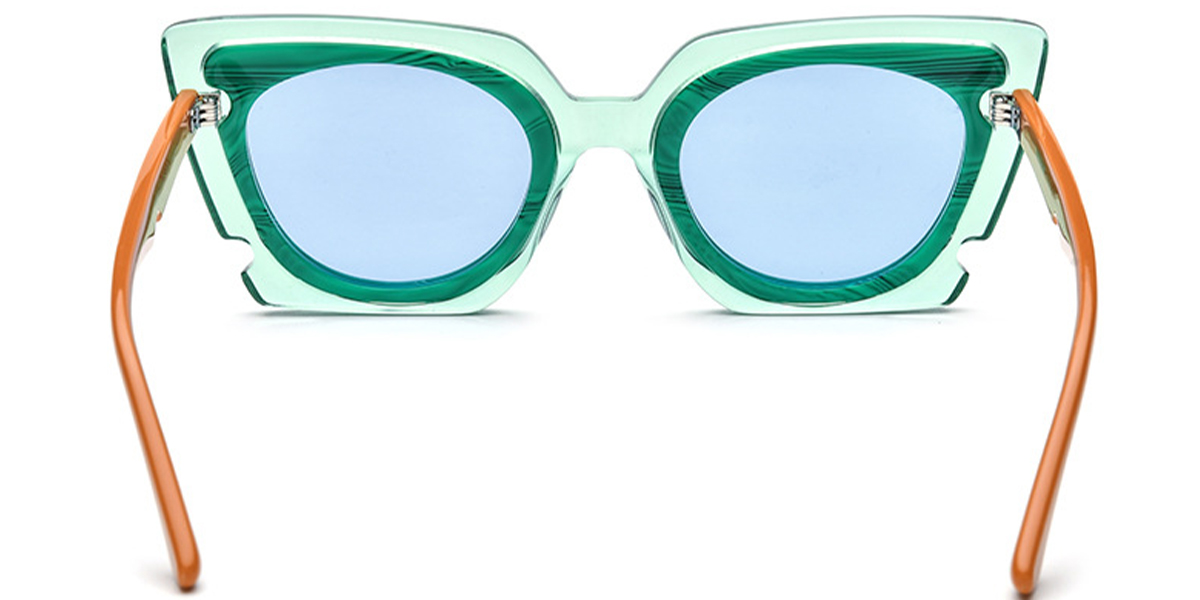 Acetate Square Oval Sunglasses pattern-green+blue_polarized