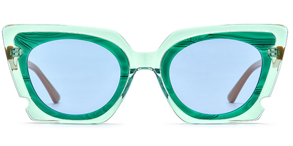 Acetate Square Oval Sunglasses pattern-green+blue_polarized