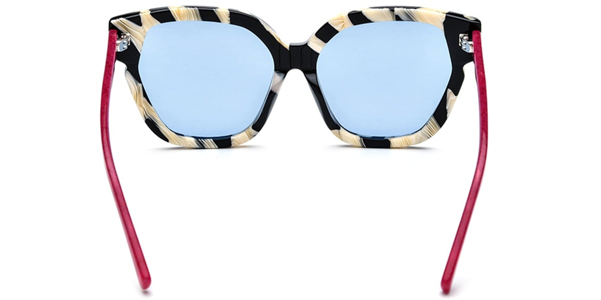 Acetate Square Cat Eye Sunglasses pattern-white+blue_polarized