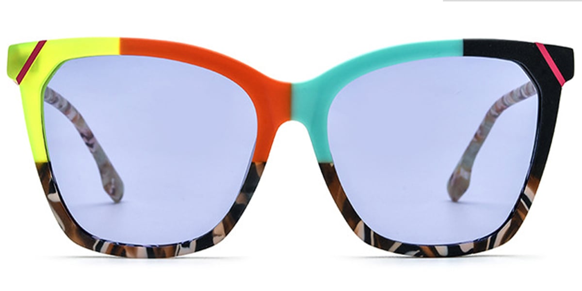 Acetate Square Sunglasses pattern-orange+purple_polarized