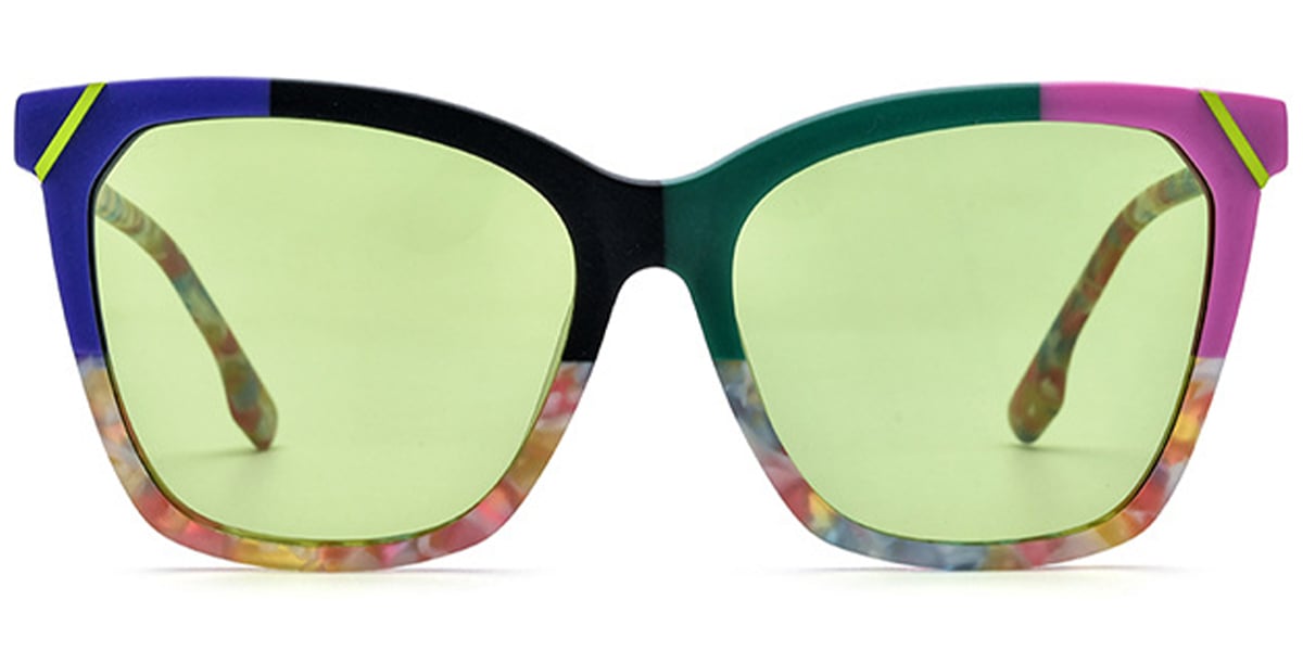 Acetate Square Sunglasses pattern-green+green_polarized