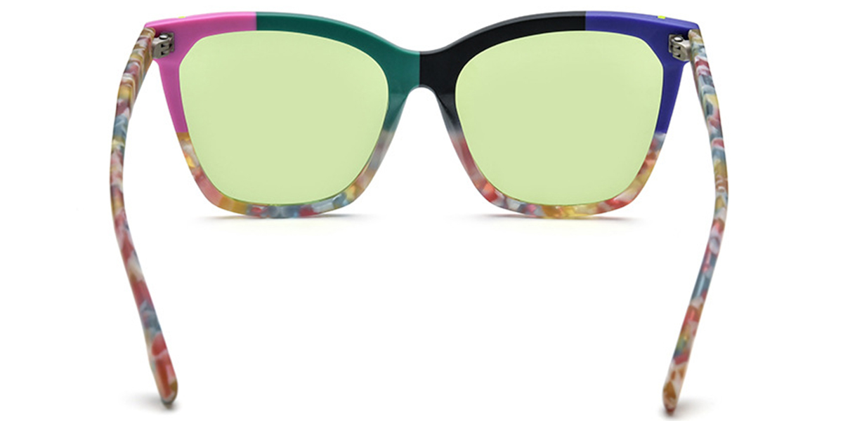 Acetate Square Sunglasses pattern-green+green_polarized