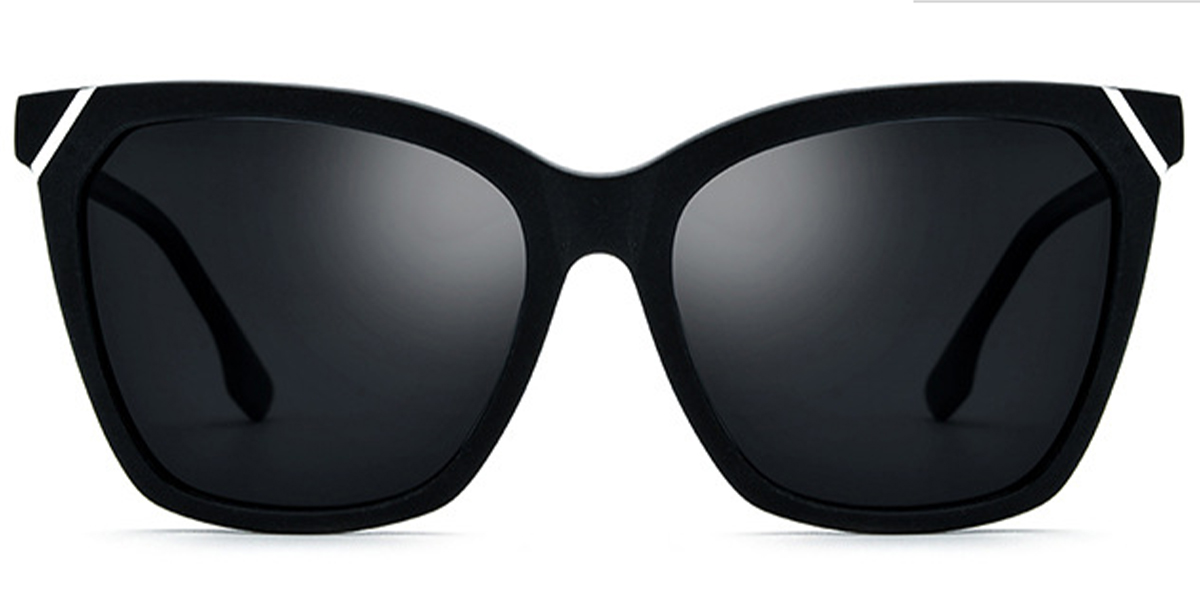 Acetate Square Sunglasses pattern-black+dark_grey_polarized