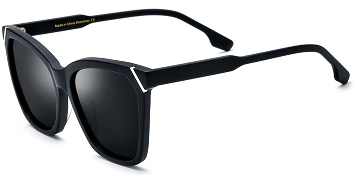 Acetate Square Sunglasses pattern-black+dark_grey_polarized