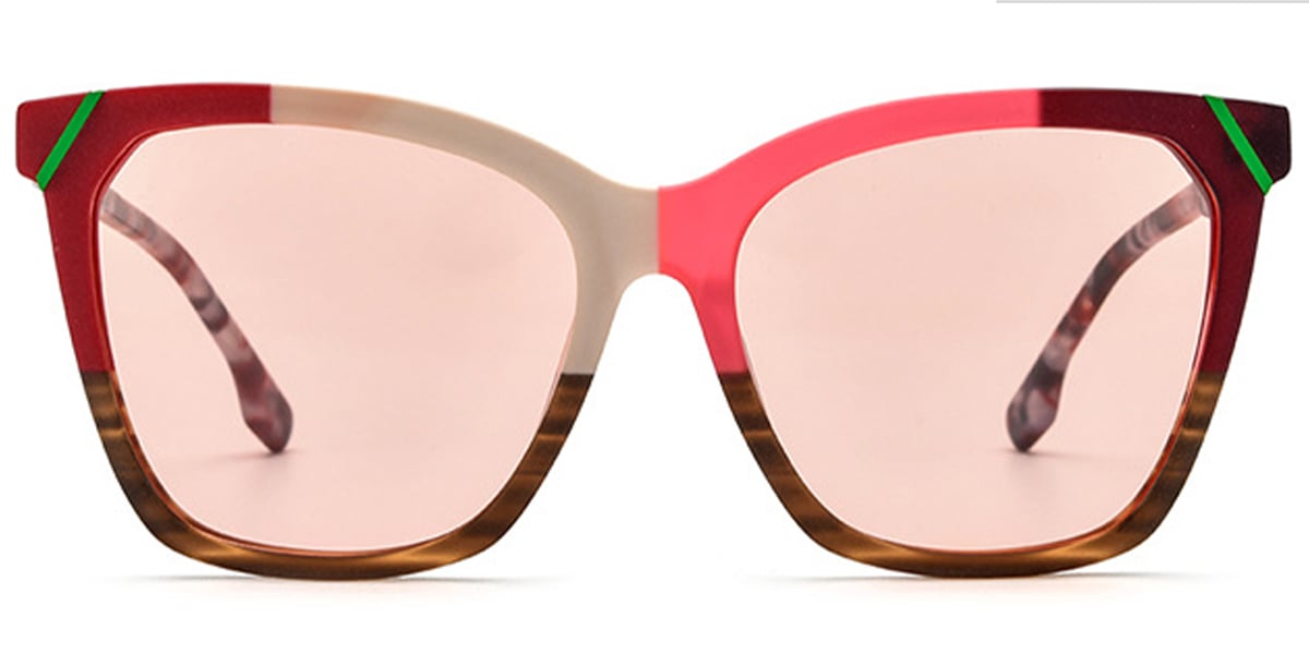 Acetate Square Sunglasses pattern-pink+rose_polarized