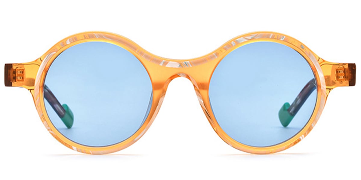 Acetate Round Sunglasses pattern-orange+blue_polarized