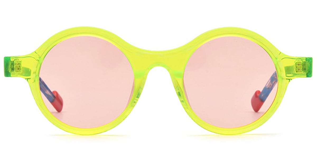 Acetate Round Sunglasses pattern-yellow+rose_polarized