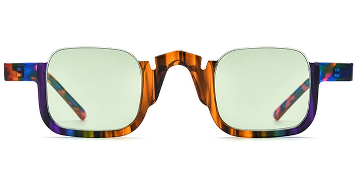 Acetate Square Sunglasses pattern-orange+light_green