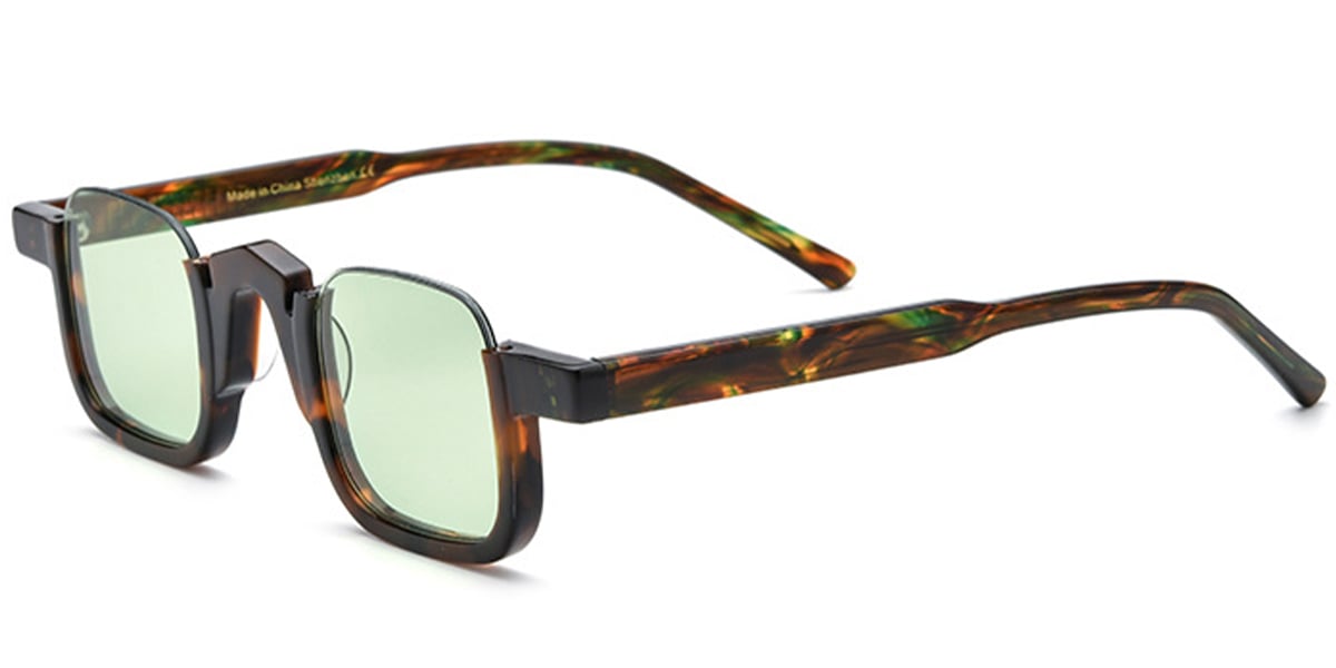 Acetate Square Sunglasses tortoiseshell+light_green