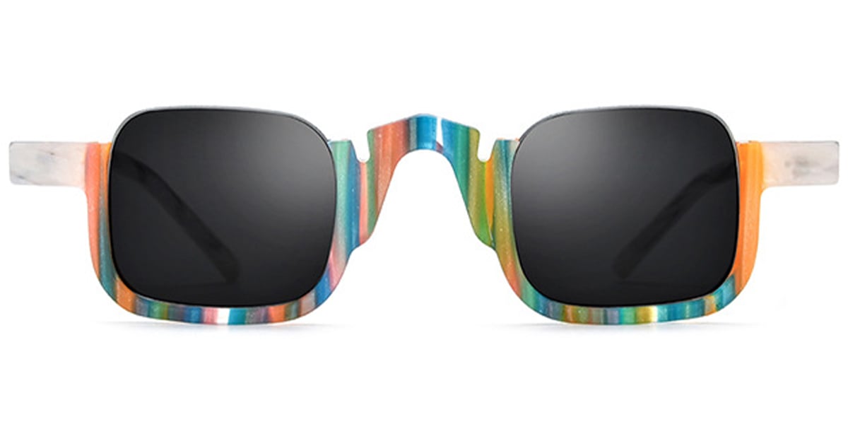 Acetate Square Sunglasses multicolor+dark_grey